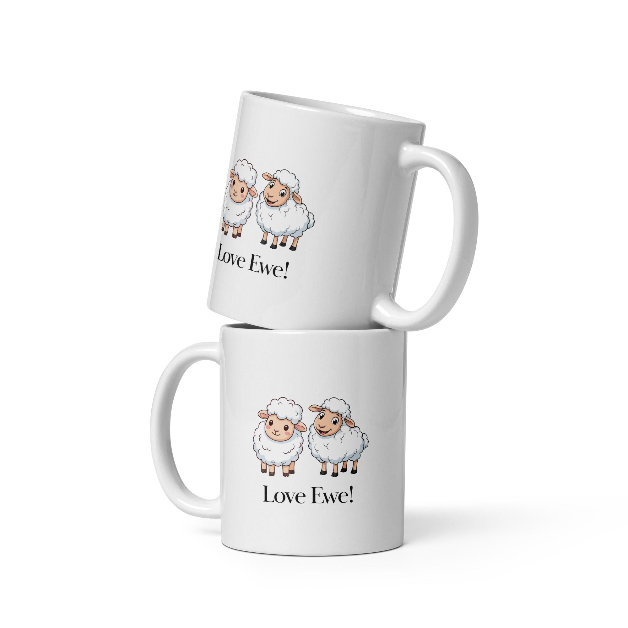 Love Ewe Sheep Mug, Cute Valentines Gift for Wife, Husband, Partner, Girlfriend or Boyfriend