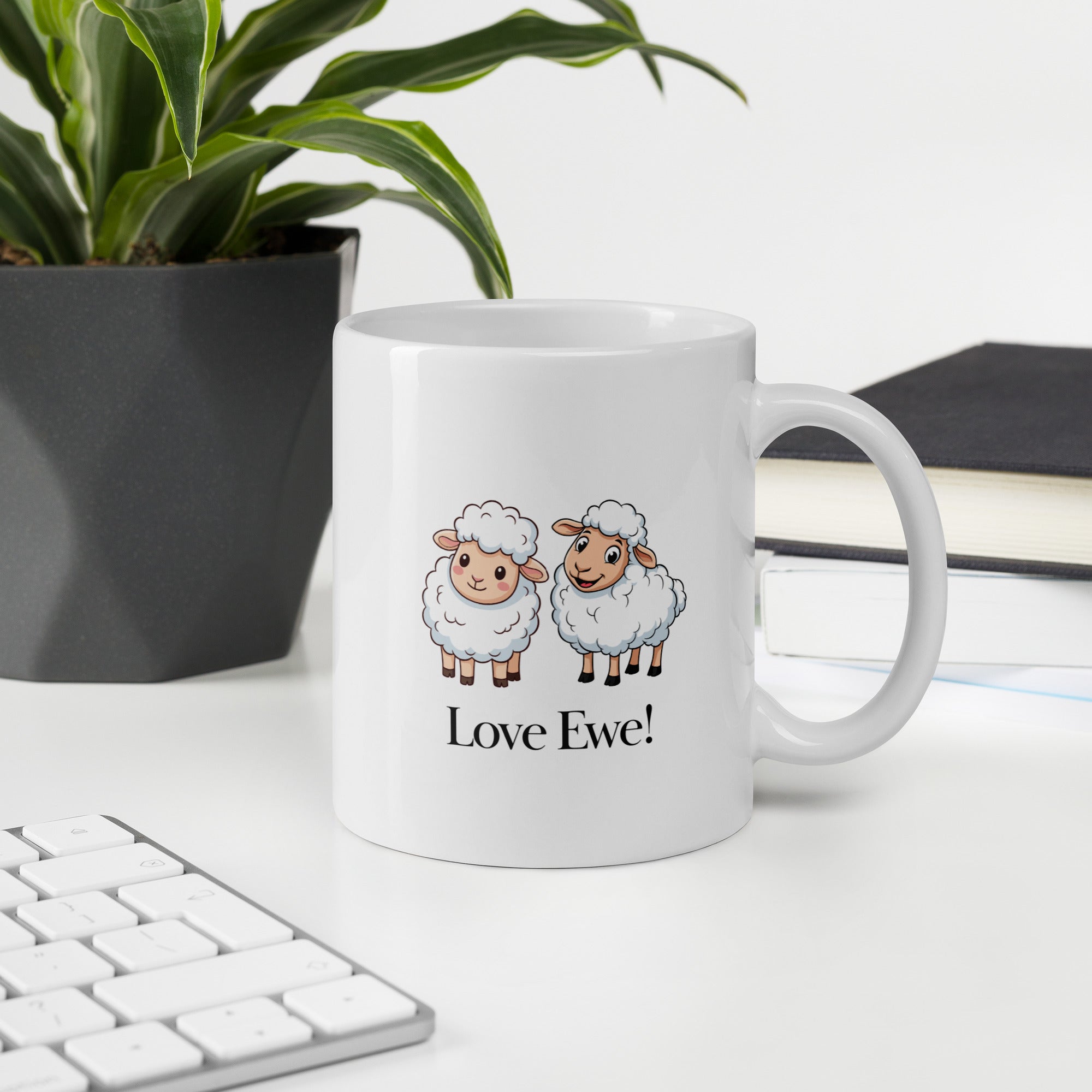 Love Ewe Sheep Mug, Cute Valentines Gift for Wife, Husband, Partner, Girlfriend or Boyfriend